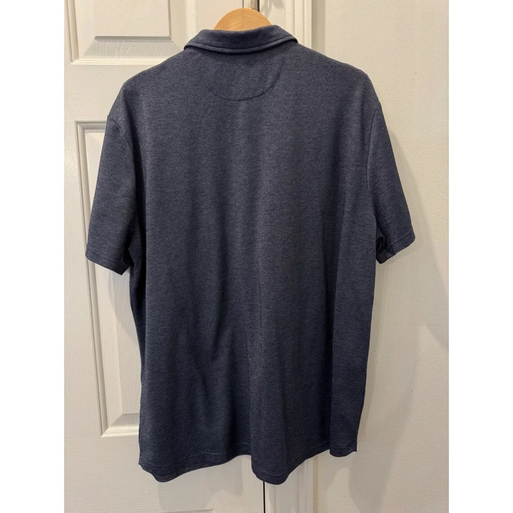 Banana Republic Mens XL Blue Jersey Knit Short Sleeve Button Down Shirt Pockets‎